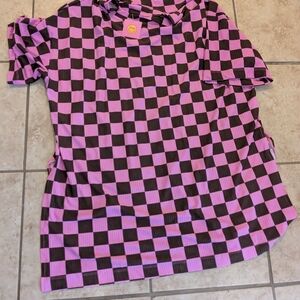 Dressed in LALA Pink and Brown Checkered Tee